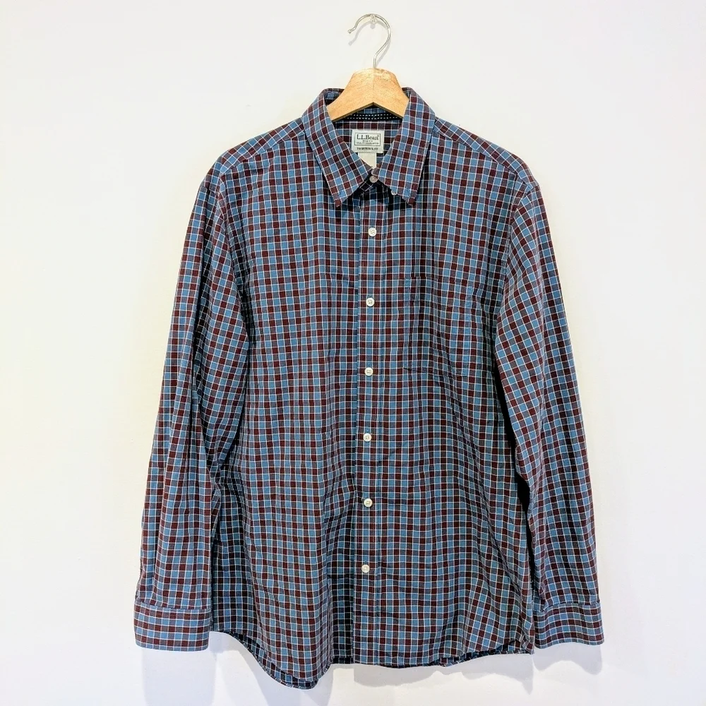 LL Bean Shirt Mens Large Reg Button Down Long Sleeve Traditional Fit Plaid - Picture 1 of 5
